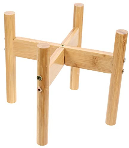 TOYANDONA Bamboo Single Dog Bowl Stand Raised Cat Food Bowl Holder Pet Feeder Support Rack for Dogs and Cats Pet Supply Dog Bowl Stand Without Bowls