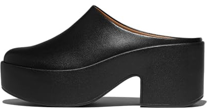 Fitflop Mules da Donna con Tacco in Pelle Platfforms, Tutto Nero, 41 EU