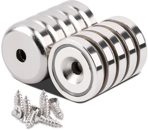 Aenienoe 10Stück Neodym Magnete 25mm Magnete Extra Stark mit Loch 30KG Kraft Topfmagnet Rund Magnet zum Anschrauben Schrauben