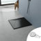 AQUABATOS SMC Duschwanne 80x80 cm Schwarz Eckig Quadratisch Duschtasse Duschbecken Brausewanne Brausetasse Rutschfest Bodengleich Ebenerdig Steinoptik Schieferoptik mit Siphon/Ablaufgarnitur