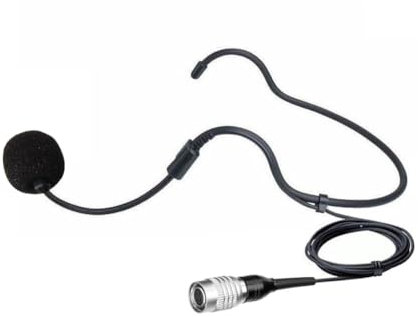 Replacement Headset Headworn Microphone for Audio-Technica ATW-T51 Transmitter Wireless Belt Pack Wireless Microphone, 4-Pin Hirose (HRS) Female Connector, Cardioid Condenser, Black