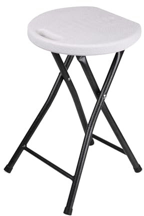 Sitzhocker klappbar mit Metall Gestell Belastbarkeit 100 kg - 45 x 30 cm - Metall Klappstuhl mit Kunststoff Sitzfläche - Küchenhocker Campinghocker Hocker für Handarbeit faltbar ohne Rückenlehne