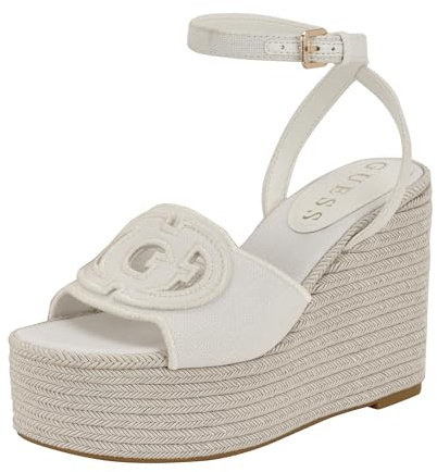 GUESS Tanveey, Sandali con Zeppa Donna, Bianco 140, 40 EU
