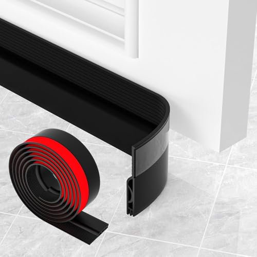 Türdichtung Zugluftstopper für Türen 200cm, NEU Türdichtung Unten Selbstklebend, Tür Zugluftstopper-Ideal Auch Als Schallschutz, Energie Sparen und Kälteschutz Luftzugstopper für Türen (Schwarz)