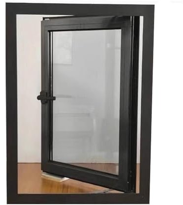 IYUESQ Fenster mit Aluminiumrahmen, Flügelfenster aus doppelschichtigem Glas in Schwarz, Dachfenster mit Garngeflecht und mehrfach Verstellbarer Öffnung, Wasserabweisende, isolierte Beleu