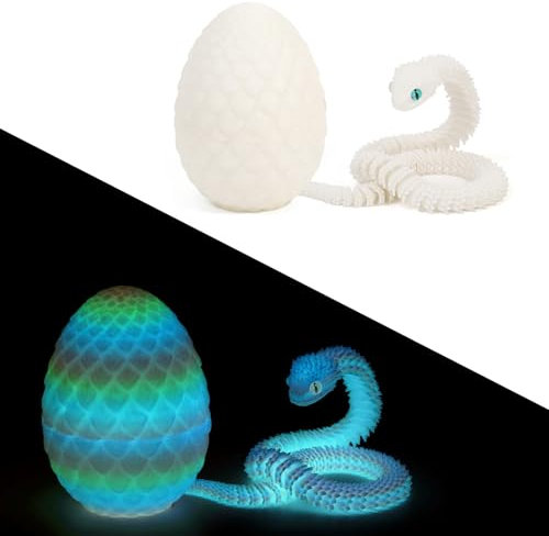 TaimeiMao 3D Gedrucktes Schlangenei, Flexibles Bewegliche Schlange Fidget Toy, 3D Schlange mit Ei, Leuchtend 3D Gedruckte Schlange Spielzeug, 3D Gedruckte Tiere, Kinder Geschenke Spielzeug
