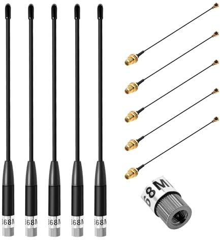 Gbformat 868MHz LoRa Antenne 10dBi Gain für Meshtastic LoRa Long Range Soft Whip-Antenne, SMA Stecker 195mm + (U.FL IPX) auf SMA Buchse Kabel für ESP32, LoRa 32 V3, LoRa32u4 II (5 Stück)