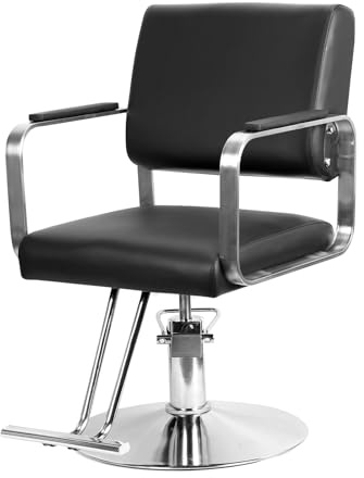 Reheyre Silla de salón para estilista, silla hidráulica de peluquería resistente con altura ajustable, champú y salón de belleza, color negro