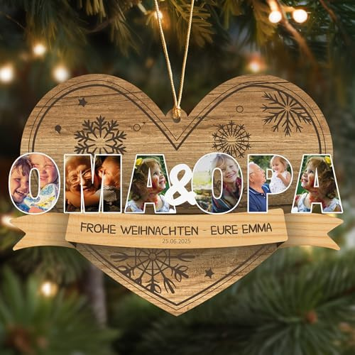 Oma & Opa Weihnachtsbaumschmuck - Geschenke für die Großeltern personalisierte Weihnachtskugeln, Geschenkset Oma und Opa Weihnachtsdeko - Großmutter Großvater Geschenke, Großpapa und Großmama