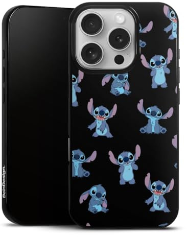 Slim Case extra dünn kompatibel mit Apple iPhone 16 Pro Silikon Handyhülle schwarz Hülle Lilo & Stitch Offizielles Lizenzprodukt Disney