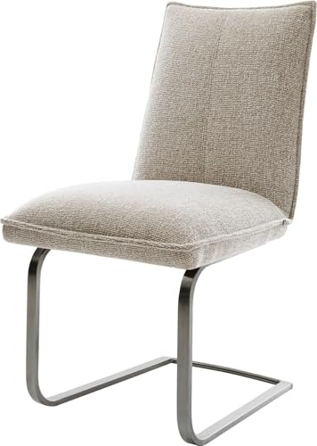 DELIFE Schwingstuhl Lelio-Flex Freischwinger flach Graphit Webstoff Soft Beige Taschenfederkern