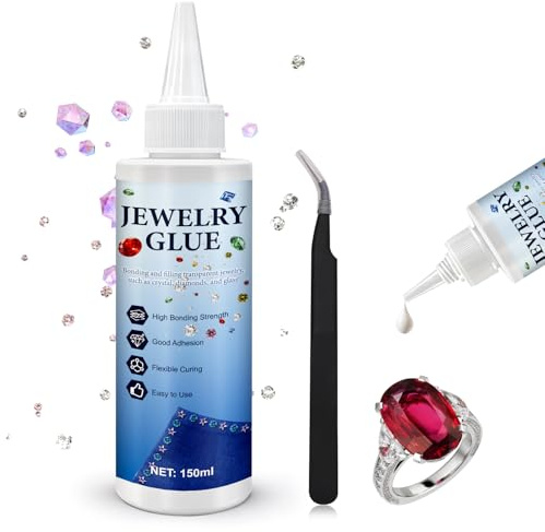 NoxGule Colla Per Strass Su Tessuti, Colla Strass e Gioielli Su Tessuto, Strass Termoadesivi per Tessuti, Trasparenza Curata, Resistente ai Lavaggi, Rhinestone Glue per Strass, Perle, Glitter, 150ml
