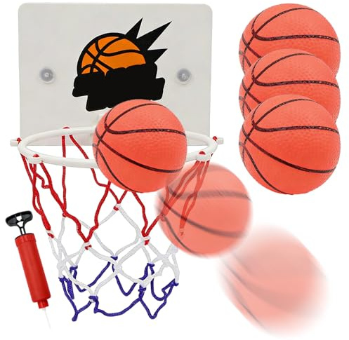 Small Basketball Hoop,Wall Mounted Toys with Balls - Indoor Wall Basket Ball Hoop | for Kids Boys Girls Teens Exercise Bathroom Classroom Home Living Room Bedroom