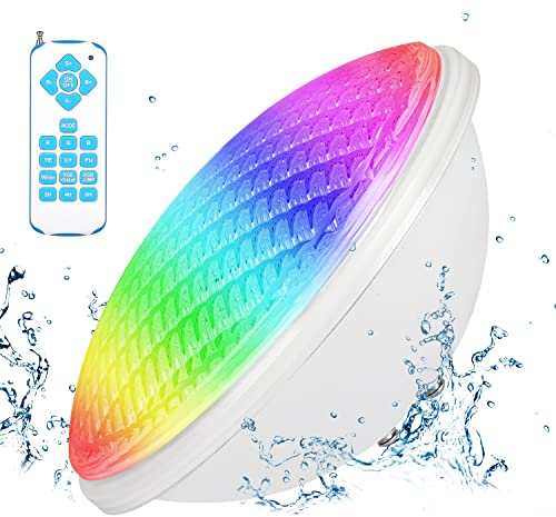 KOLLNIUN Eclairage Piscine LED, Spot Piscine Etanche 40W Lampe Piscine LED, Projecteur LED RVB avec Télécommande, 7 Couleurs Réglables, 12 Modes D'éclairage, 12V AC/DC Eclairage de la Piscine