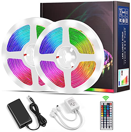 LED Strip, Micacorn 10M 300LEDs RGB LED Streifen SMD5050 Strip Licht Kit mit IR 44-Tastenfernbedienung, 12V 5A-Netzteil für Dekoration Schlafzimmer Zimmer Wohnküche