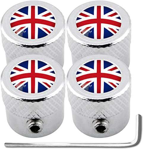 Ventilkappen, Diebstahlschutz, England, England, Union Jack, British England, geriffelt, 4 Stück