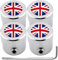 Ventilkappen, Diebstahlschutz, England, England, Union Jack, British England, geriffelt, 4 Stück