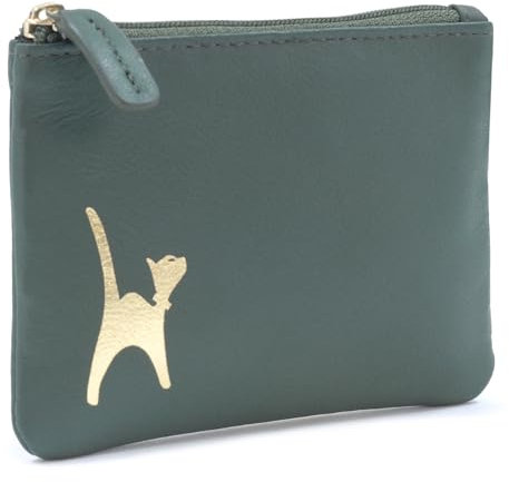 Catwalk Collection Handbags - Petit Portefeuille Femme Cuir - Mini Porte Monnaie - RFID Blocage - Boîte Cadeau - Mimi - Vert Or