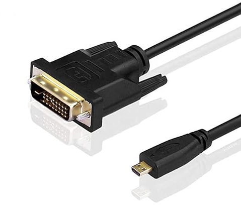 La Brodée Câble adaptateur micro HDMI vers DVI, micro HDMI mâle vers DVI 24+1 DVI-D pour moniteur/écran/projecteur (1 m)