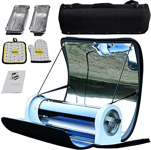 Four Solaire Four Portable, 4.5L Grande Capacité Cuisinière Solaire Four Extérieur Camping Réchaud avec Thermomètre Pour 2-3 Personnes Randonnée Randonnée Fête De Famille