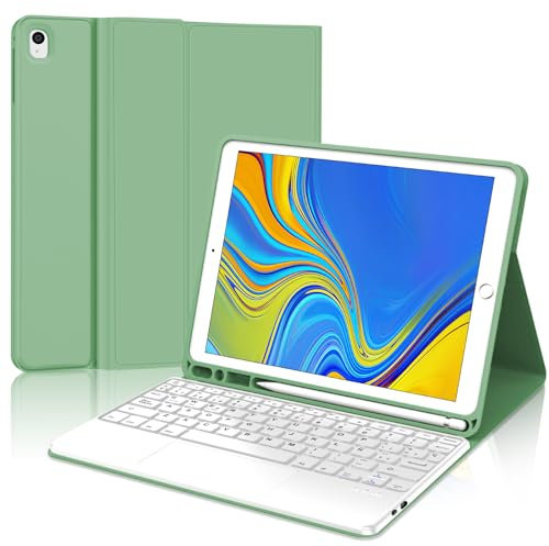 SENGBIRCH Teclado iPad 9 generación con touchpad - Funda Teclado iPad 9 Generación,Teclado táctil magnético Desmontable Español Ñ para iPad 9ª/8ª/7ª Generación 10.2,iPad Pro 10.5,iPad Air 3,Green