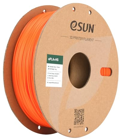 eSUN PLA+ Filament 1.75mm, PLA+HS Hochgeschwindigkeitsdruck 3D Drucker Filament Maßgenauigkeit +/- 0.03mm, 1KG Spule (2.2 LBS) Speedy PLA Plus Filament für High Speed Drucker,Orange