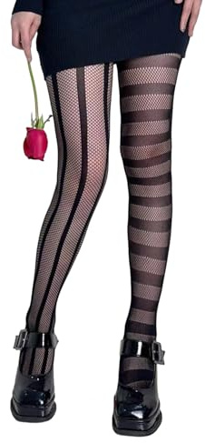 LIUASMUE Collants résille à motifs pour femme - Taille haute - Noir - Pour jupe et robe