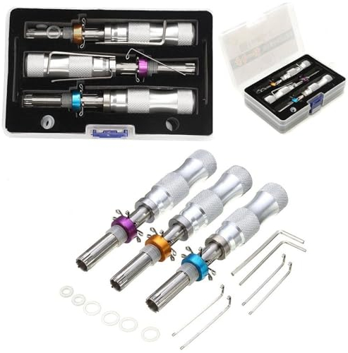 YQLEISHI 3 Piece Tubular Lock Pick Set,7 Pins Adjustable Tubular Lock Pick Tools 7.00MM 7.5MM 7.8MM