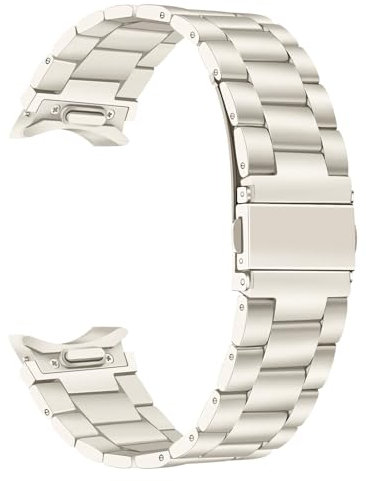 TRUMiRR Bracelet à un clic Remplacement pour Galaxy Watch 7 6 40mm Femmes, No Gap Bracelet de montre en acier inoxydable Crème Or pour Samsung Galaxy Watch 7 6 5 4 40mm 44mm