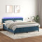 Willood Boxspringbett mit Matratze LED Dunkelblau 160x200cm Bettgestell Bett Doppelbett Polsterbett Lattenrost Bettrahmen Hotelbett Schlafzimmerbett Samt Stil2