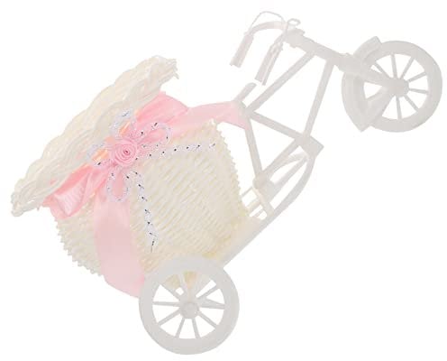 BRIGHTFUFU Mini Bike Tricycle Planter Stand Miniature Ornaments Planter Bike Rack Basket Bike Vase Bike Shape Ornament Modern Pot Miniture Decoration Toy White Plastic