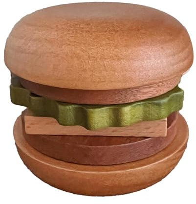 6-teiliges Hamburger-Untersetzer-Set mit Ständer, tragbares Burger-Untersetzer-Set aus, Untersetzer-Set für Tisch, Burger-Form, Buchenholz, wärmeisolierend, Getränkeuntersetzer, Tischschutz