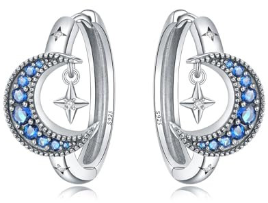 CYMYSS Ohrringe Silber 925 Creolen Silber 925 Silber Ohrringe Damen 925 Kleine Creolen Silber 925 Sterling Silber Ohrringe Hoop Earrings Earrings For Women (Mondquaste)