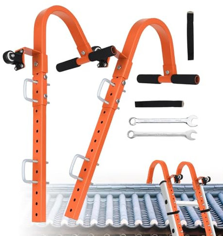 Roof Hook, Heavy Duty Accessories Home Repair, Portable Ceiling Stepladder Holder, Multifunctional Ladder Roof Hook with Wheel for Easy Use and Damage Prevention