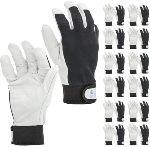 STI Guanti da lavoro in Pelle di Vitello e Cotone antinfortunistica meccanica giardino 11 XXL (Pacco da 12pz)