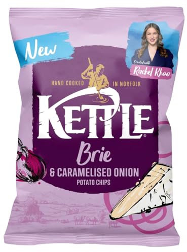 Brie & Caramelised Onion Potato Chips 130g, British Potatoes, Hand Cooked, Gluten-Free, Suitable for Vegetarians