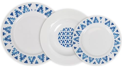 La Mediterránea Vajilla Completa 12 Piezas de Vidrio Templado, Incluye 4 Platos Llanos, 4 Platos Hondos y 4 Platos de Postre. Colección Marvin