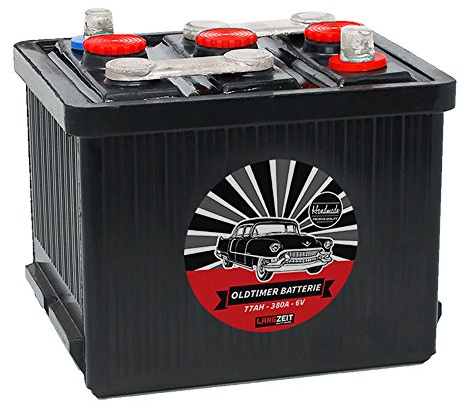 LANGZEIT Original Handarbeit 6V Oldtimer Batterie 66Ah 77Ah 84Ah Handmade Trocken vorgeladen Säure Nicht enthalten (6V 77Ah)