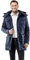 Vincenzo Boretti giubbotto-cappotto invernale lungo uomo, disegno di parka elegante casual, molto caldo, cappuccio e grandi tasche con fodera morbida, antivento blu scuro M