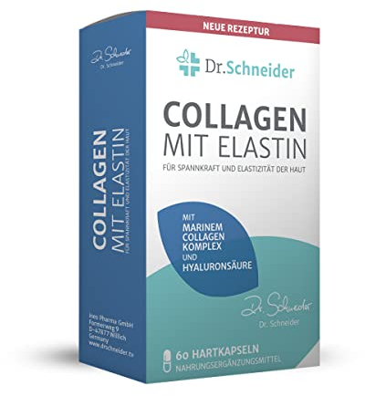 Dr. Schneider Collagen mit Elastin, Hyaluronsäure und Biotin für die Haut - 60 Kapseln einzeln verpackt - Made in Germany