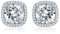 Diamond Treats 925 Silber Ohrringe - Kissenförmige Ohrstecker mit weißen Zirkonia-Steinen - Clip-Ohrringe für Damen - Hypoallergen - Geschenkbox