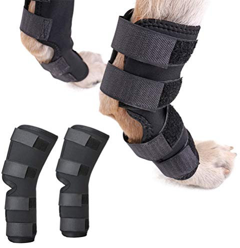 zunea 2Stück Hund Hunde hinten Bein Hock Bandage Hinterbein schützt Wunden Wrap Kompression Klammer heilt für Wunde Verletzungen und Verstauchung Heilung von Arthritis Schwarz L