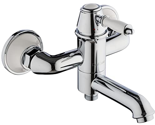 PaulGurkes Wannenarmatur Retro Nostalgie Aufputz Badewannenarmatur Umsteller für Handbrause Wanneneinlauf 2-Wege Armatur Badarmatur Vintage Landhausstil hochwertig verchromt Schlauchanschluss
