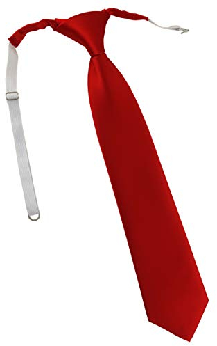 TigerTie Designer Security Sicherheits Krawatte in verkehrsrot einfarbig Uni - vorgebunden mit Gummizug in weiß