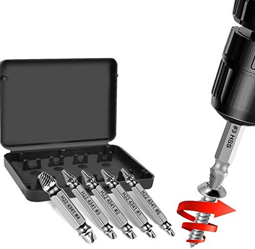 Extracteur à Vis à Tête Double,Endommagé Vis Extracteur et Retirer Kit H.S.S.1#/2#/3#/4#0#-(5Pcs)