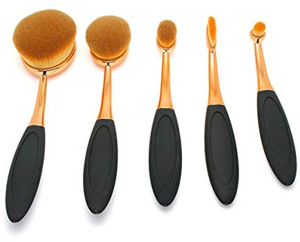 Easy to Use Professional Quality Cosmetic 5 Pcs Toothbrush Makeup Brush Set Toothbrush Type Foundation Brush Nylon Hair Brush Rose Gold Toothbrush Foundation Brush Suitable For Facial Contour, Slow Re