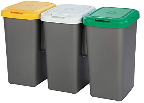 Tontarelli Set 3 PAPELERAS DE Reciclaje, Papel, Gris, 25 l