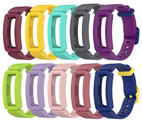 TenCloud Lot de 10 bracelets de rechange compatibles avec Fitbit Ace 2, bracelets flexibles en silicone souple pour traqueur d'activité Inspire 2/Inspire HR/Inspire/Ace 2 (10 couleurs-A)
