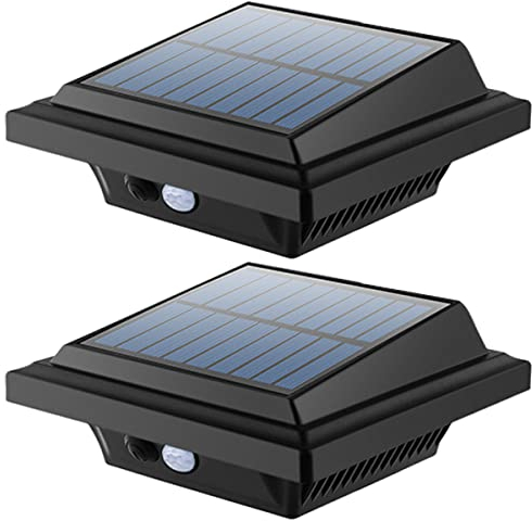 BILLION DUO 40 LEDs Solar Gutter Lights with Motion Sensor, Wireless 120° IP65 Solar Powered Outdoor Security Lights, Black, for Garden, Fence, Wall, Yard (2 PCS)