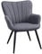 Yaheetech Modern Tub Chair, Linen Fabric Living Room Armchair, Side Vanity Chair with Curved High Back and Thick Soft Padded Seat for Bedroom Makeup Reading Nook, Grey